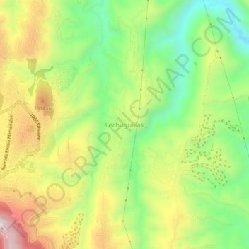 Mapa topográfico Lechuguillas, altitude, relevo