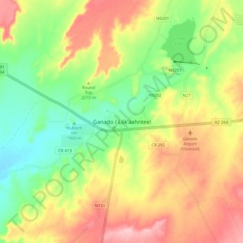 Mapa topográfico Ganado, altitude, relevo