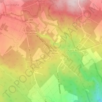 Mapa topográfico El Grande, altitude, relevo