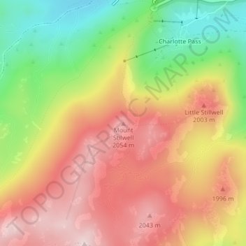 Mapa topográfico Mount Stilwell, altitude, relevo