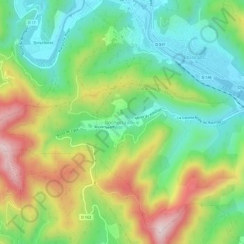 Mapa topográfico Rochessadoule, altitude, relevo