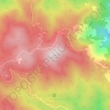 Mapa topográfico Montalto, altitude, relevo