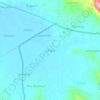 Mapa topográfico Cikijing, altitude, relevo