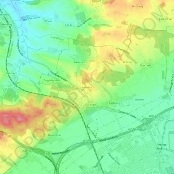 Mapa topográfico Aichberg, altitude, relevo