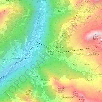 Mapa topográfico Le Crest, altitude, relevo