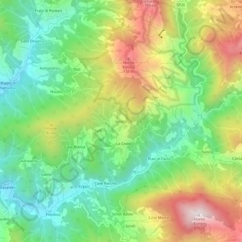 Mapa topográfico Gosita, altitude, relevo
