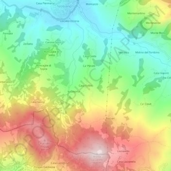 Mapa topográfico Casa Follini, altitude, relevo
