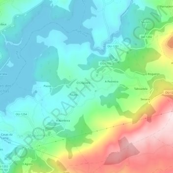 Mapa topográfico Quintá, altitude, relevo