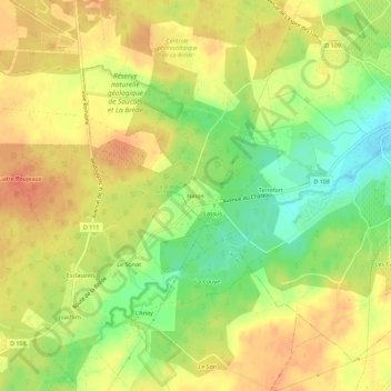 Mapa topográfico Ninon, altitude, relevo