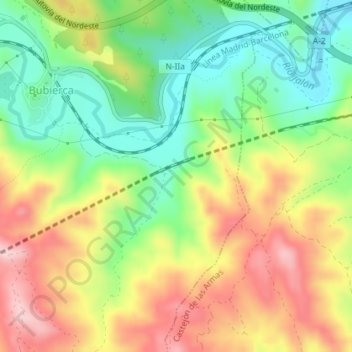 Mapa topográfico Martín Blanco, altitude, relevo