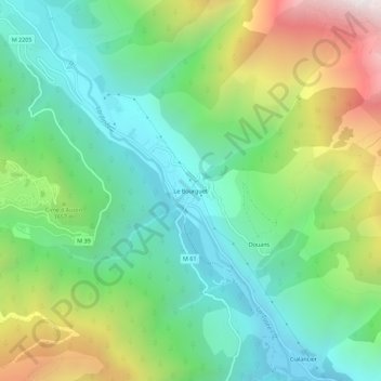 Mapa topográfico Le Bourguet, altitude, relevo