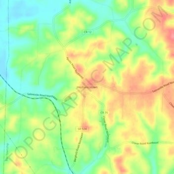 Mapa topográfico Mechanicstown, altitude, relevo