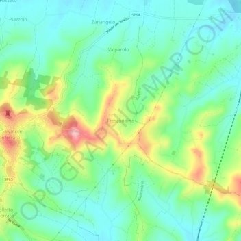 Mapa topográfico Frescondino, altitude, relevo