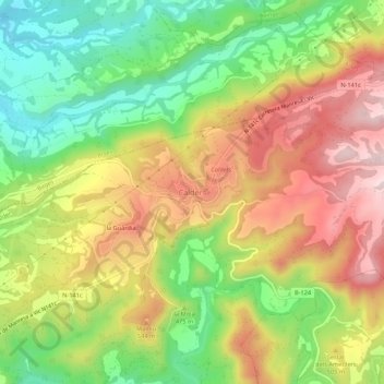 Mapa topográfico Calders, altitude, relevo
