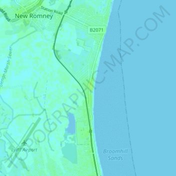 Mapa topográfico Greatstone on Sea, altitude, relevo