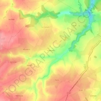 Mapa topográfico Le Montet, altitude, relevo