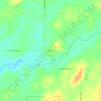 Mapa topográfico Arnold, altitude, relevo