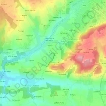 Mapa topográfico Petit Viaouit, altitude, relevo