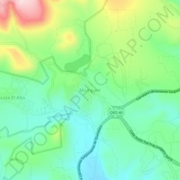 Mapa topográfico Mompaní, altitude, relevo