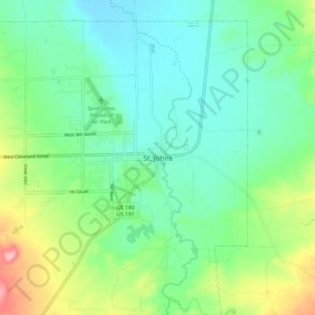Mapa topográfico St. Johns, altitude, relevo