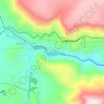 Mapa topográfico Ingenio Porco, altitude, relevo