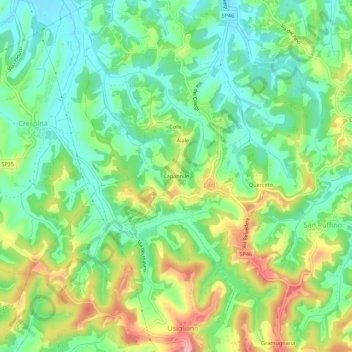 Mapa topográfico Capannile, altitude, relevo