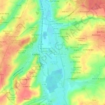 Mapa topográfico Sansac, altitude, relevo
