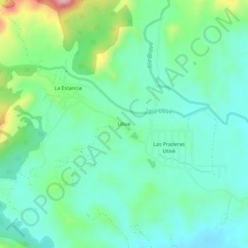Mapa topográfico Utivé, altitude, relevo