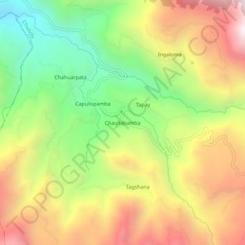 Mapa topográfico Chaullabamba, altitude, relevo
