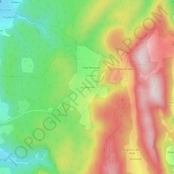 Mapa topográfico Les Allymes, altitude, relevo