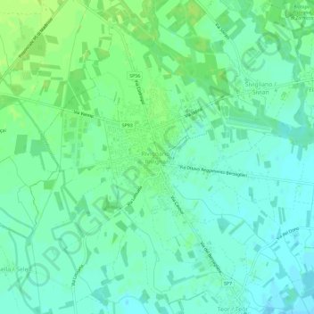 Mapa topográfico Rivignano, altitude, relevo