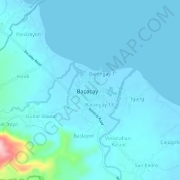 Mapa topográfico Barangay 8, altitude, relevo