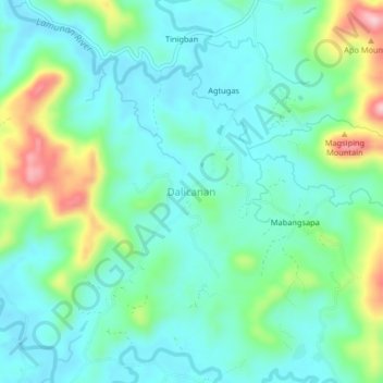 Mapa topográfico Dalicanan, altitude, relevo