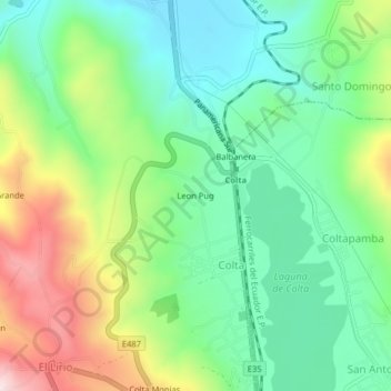 Mapa topográfico Leon Pug, altitude, relevo