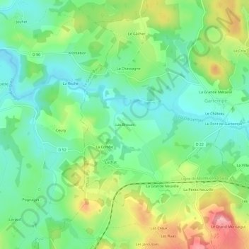 Mapa topográfico Las Brouas, altitude, relevo