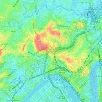 Mapa topográfico Normanby, altitude, relevo