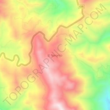 Mapa topográfico El Naranjo, altitude, relevo