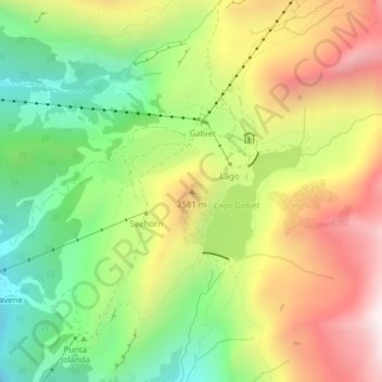 Mapa topográfico seehore, altitude, relevo
