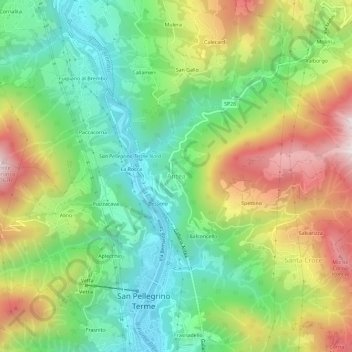 Mapa topográfico Antea, altitude, relevo