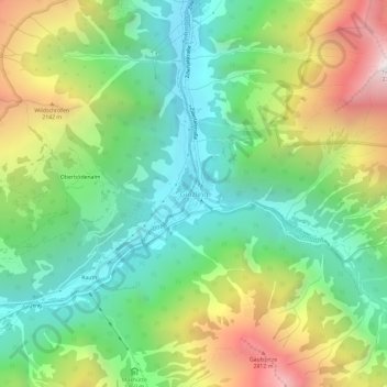 Mapa topográfico Ginzling, altitude, relevo