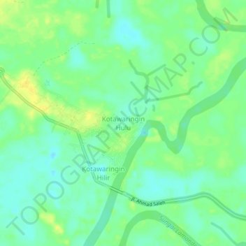 Mapa topográfico Kotawaringin Hulu, altitude, relevo