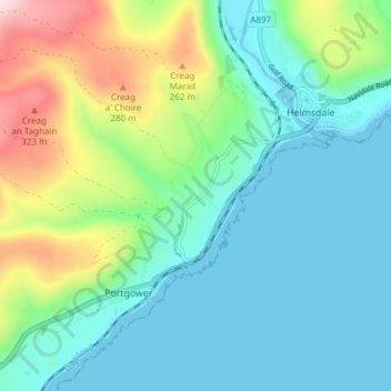 Mapa topográfico Gartymore, altitude, relevo
