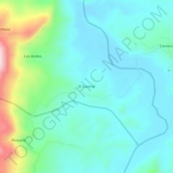 Mapa topográfico El Control, altitude, relevo