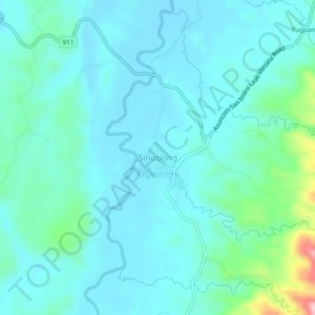 Mapa topográfico Sinobong, altitude, relevo