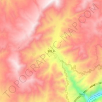 Mapa topográfico 普立乡, altitude, relevo