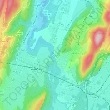 Mapa topográfico Béard, altitude, relevo