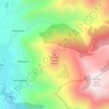 Mapa topográfico Le Rave Fosche, altitude, relevo