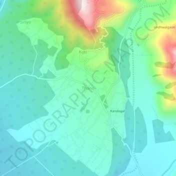 Mapa topográfico Thano, altitude, relevo