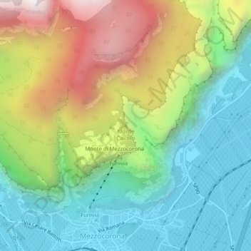 Mapa topográfico Monte Cavallo, altitude, relevo