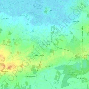 Mapa topográfico Châteauneuf, altitude, relevo
